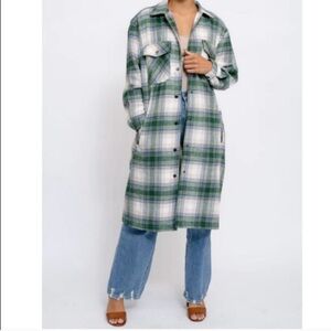 Elan Gaia Plaid Long Length Flannel Shacket Shirt Jacket Western Cowgirlcore